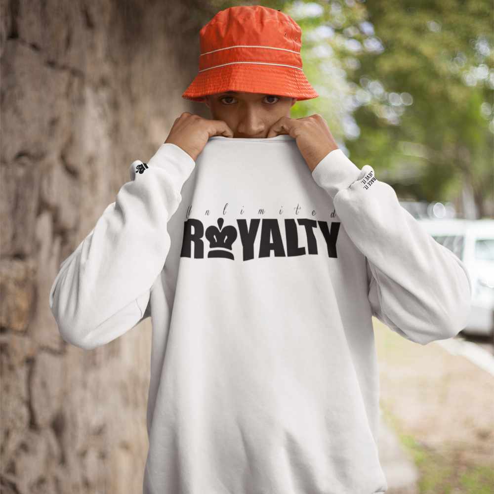 URA Text Logo Crewneck White - Unlimited Royalty Apparel