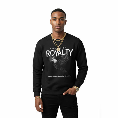 Wings of Royalty Heavyweight Crewneck- Black