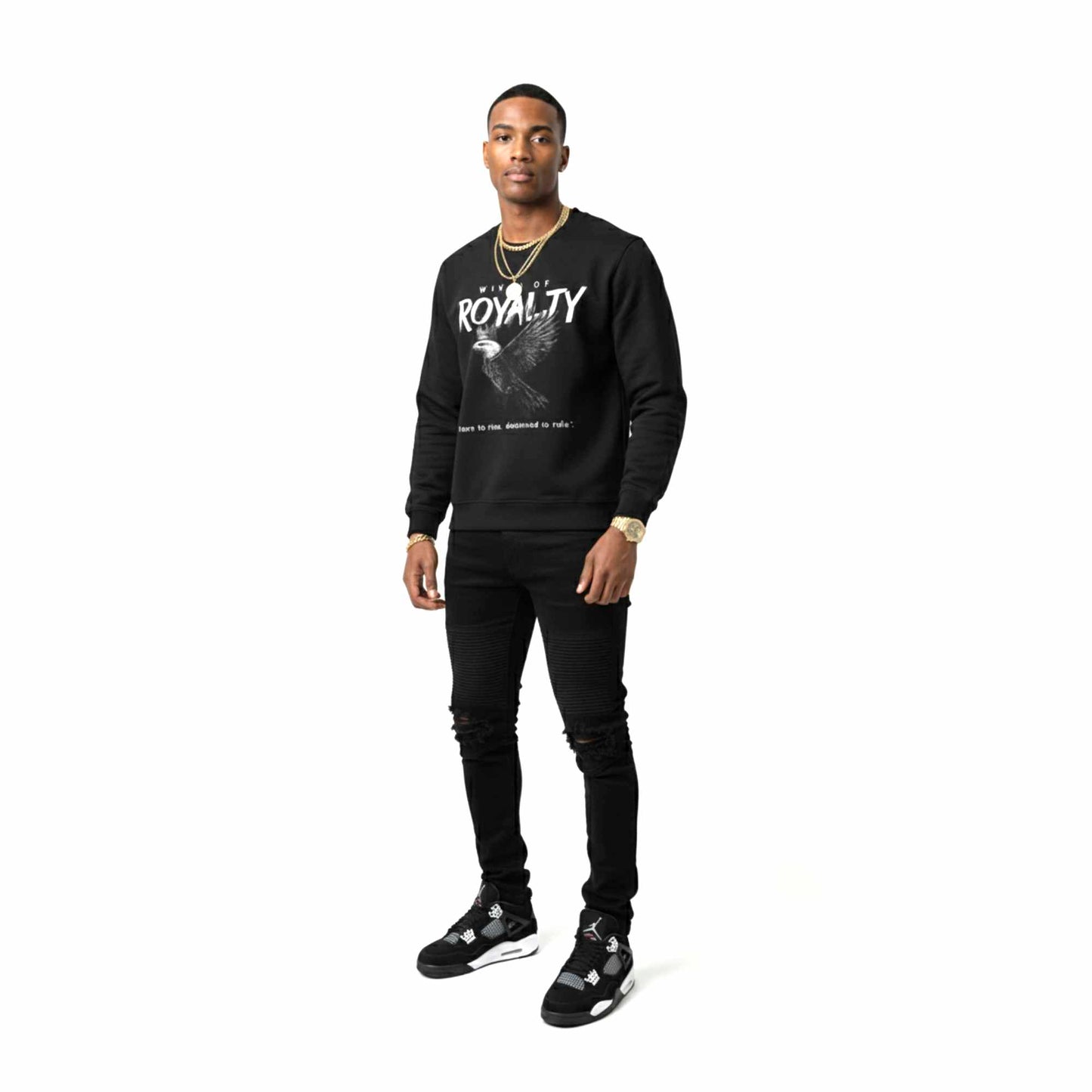 Wings of Royalty Heavyweight Crewneck- Black