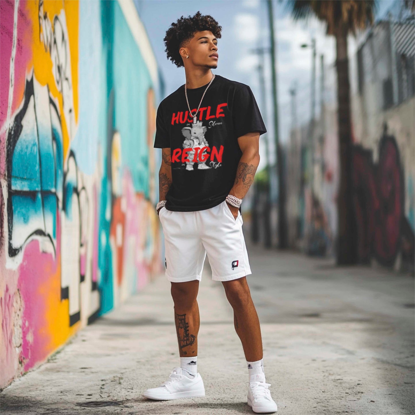 Hustle Reign Premium Streetwear Tee - Black - Unlimited Royalty Apparel