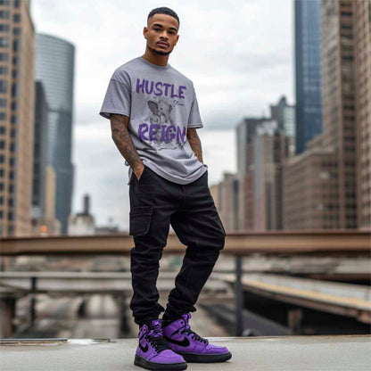 Hustle Reign Premium Streetwear Tee - Grey - Unlimited Royalty Apparel