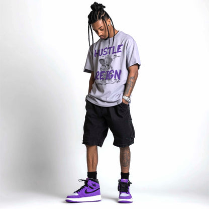 Hustle Reign Premium Streetwear Tee - Grey - Unlimited Royalty Apparel