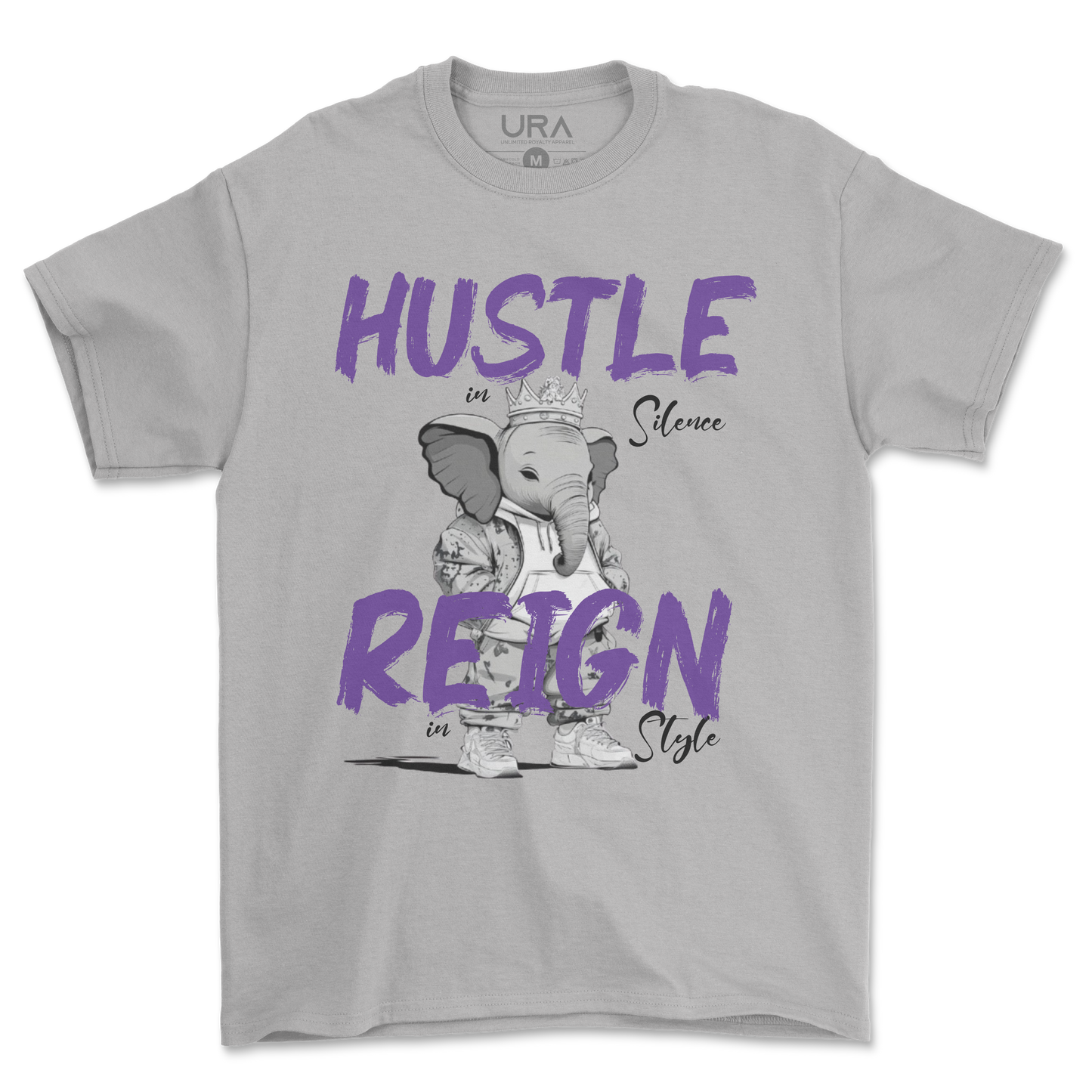 Hustle Reign Premium Streetwear Tee - Grey - Unlimited Royalty Apparel