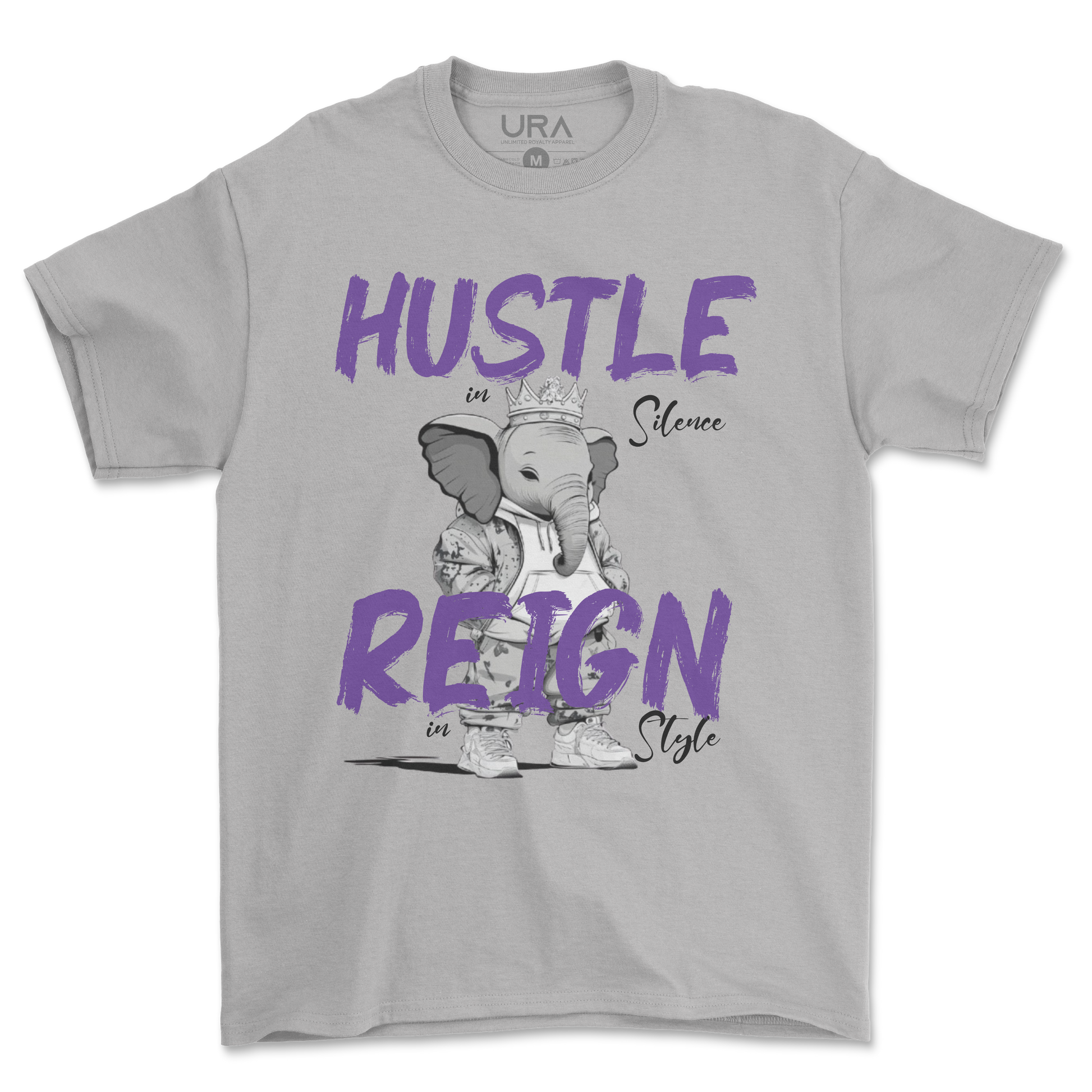 Hustle Reign Premium Streetwear Tee - Grey - Unlimited Royalty Apparel