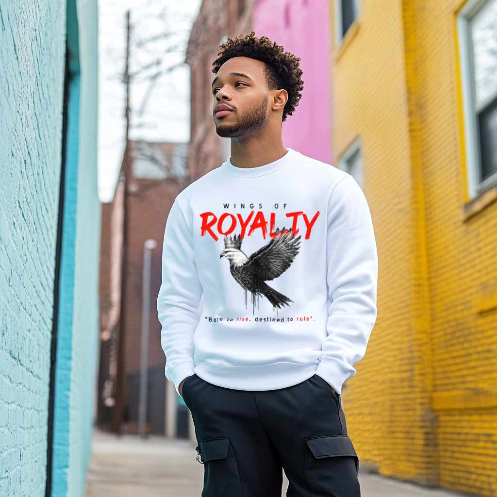 Wings of Royalty Heavyweight Crewneck- White - Unlimited Royalty Apparel