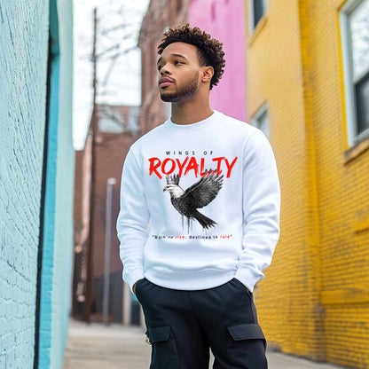 Wings of Royalty Heavyweight Crewneck- White - Unlimited Royalty Apparel