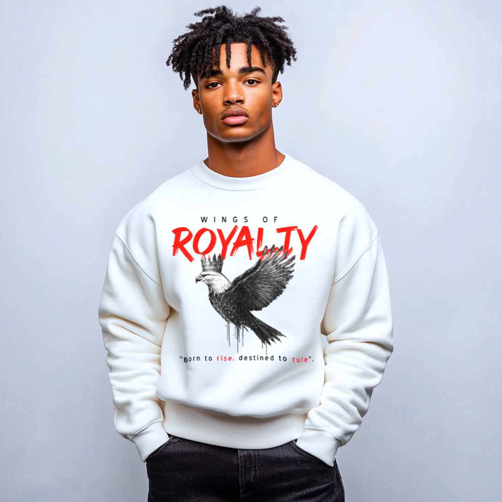 Wings of Royalty Heavyweight Crewneck- White - Unlimited Royalty Apparel