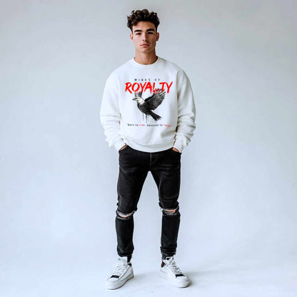 Wings of Royalty Heavyweight Crewneck- White - Unlimited Royalty Apparel